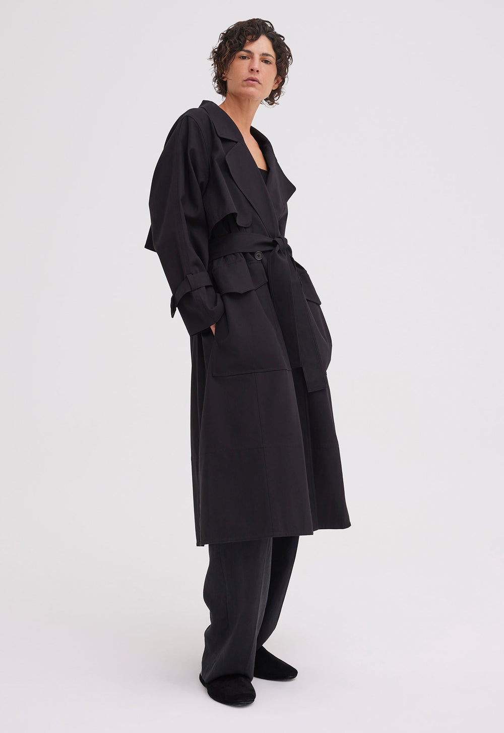 Jac+Jack SHELTER COTTON TWILL TRENCH in Black